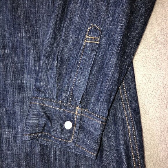 LEVIS Youth Western Dark Wash Denim Pearl Snap Long Sleeve Shirt Size M - Picture 5 of 11